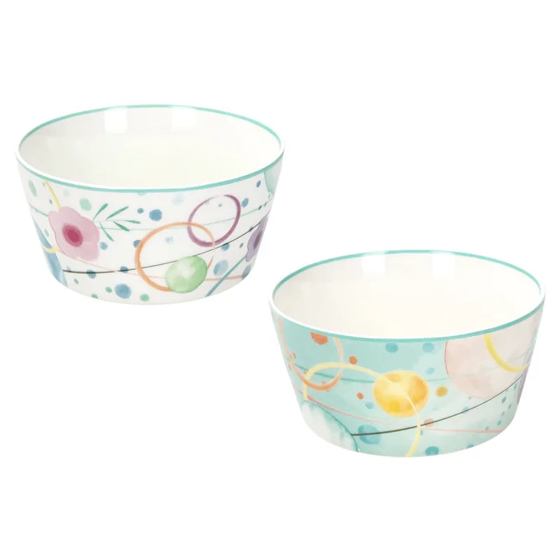 Set de 2 cuencos pequeños de cerámica blanca, colección Bollicine, con borde sutil y diseño italiano.