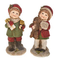 Set de 2 figuras decorativas de pareja de niños, diseño italiano, Brandani Gift Group, 7 x 6.5 x 15 cm.