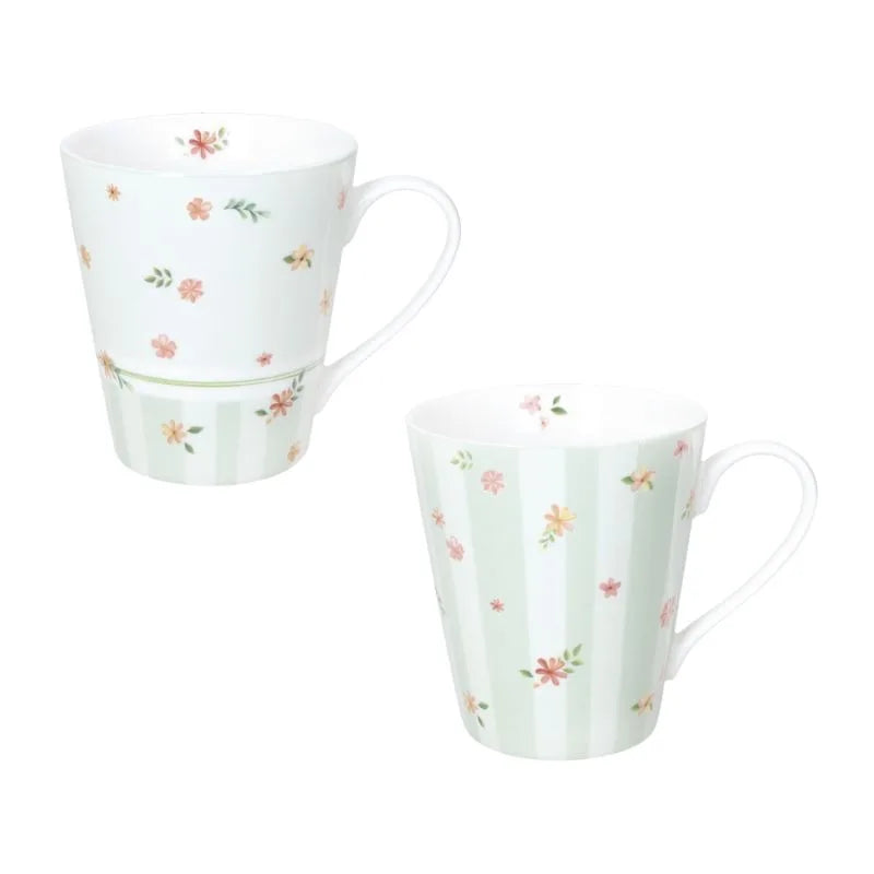 Set de 2 tazas de desayuno Polline Verde en New Bone China.