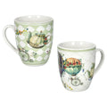 Set de 2 tazas de cerámica blanca de la colección Wonderland, cada una con un diseño distintivo y elegante.