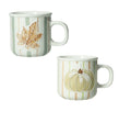 Set de 2 tazas de café Zucca y Hoja Uva, con diseño de calabaza y hoja de parra.