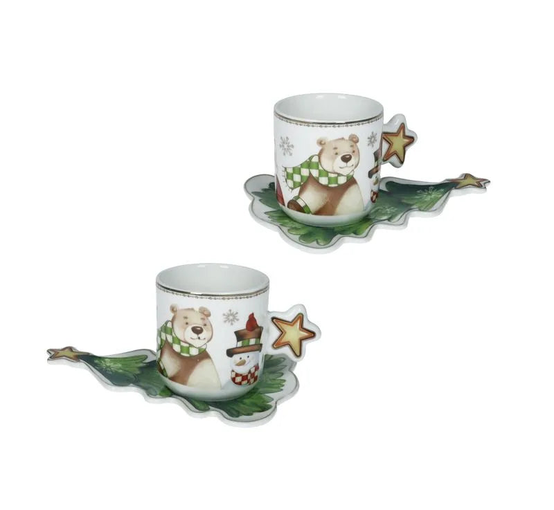 Set de 2 tazas de espresso Coccole en cerámica blanca con detalles sutiles.