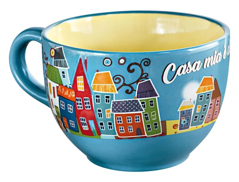 Set de 2 tazas jumbo Casa Mia en porcelana New Bone China, vistas de frente.
