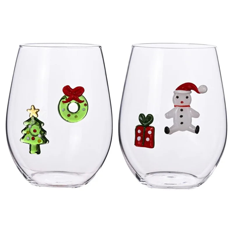 Set de 2 jarrones navideños decorados con diseños surtidos, fabricados en cerámica y con el sello de Brandani Gift Group.