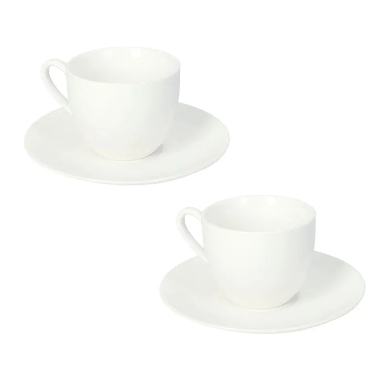 Packshot del set de 2 tazas de café Total White de Brandani, acabado blanco liso.