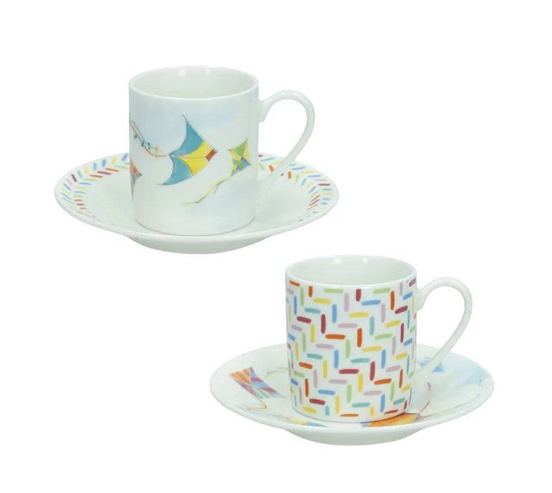 Set de 2 tazas de café Aria, cerámica blanca, diseño italiano.