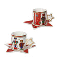 Set de 2 tazas de café con plato de la colección Lo Schiaccianoci, con diseño navideño.