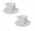 Set de 2 tazas de café Queen en porcelana new bone china blanca.