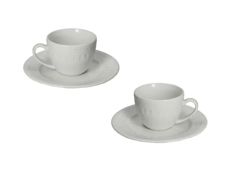 Set de 2 tazas de café en porcelana New Bone China, colección Senzatempo.