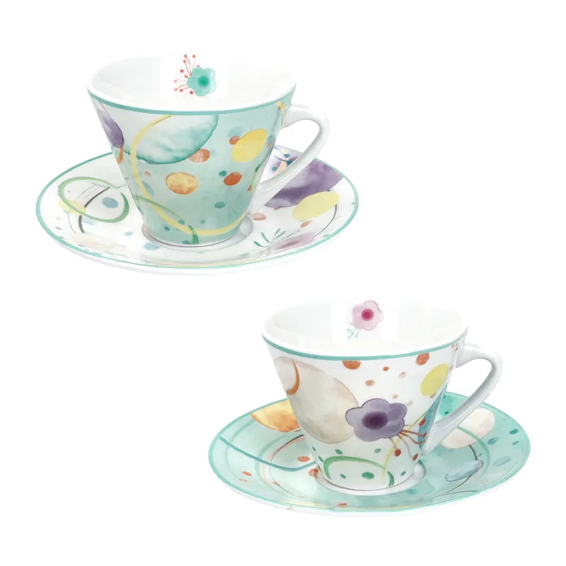 Set de 2 tazas de espresso de cerámica blanca con diseño de burbujas, colección Bollicine de Brandani.