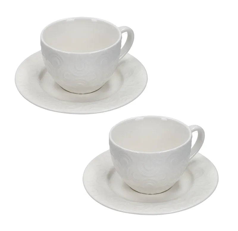 Set de 2 tazas de espresso con plato de la colección Dedalo, con diseño italiano, en cerámica.