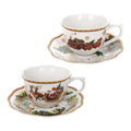 Set de 2 tazas de té con plato, colección Christmas, con diseño festivo.