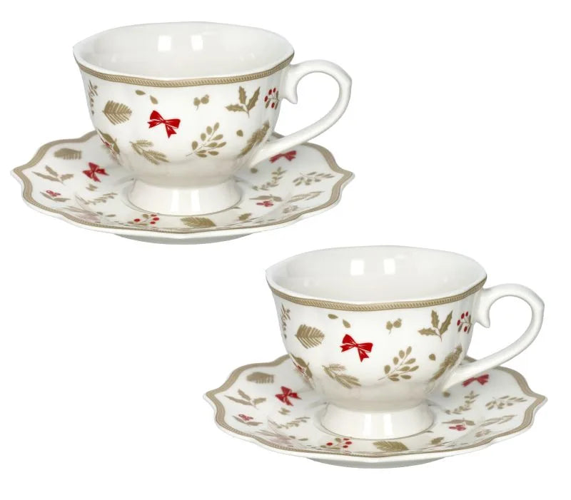 Set de 2 tazas de té con plato modelo Treschic, con un diseño italiano distintivo.