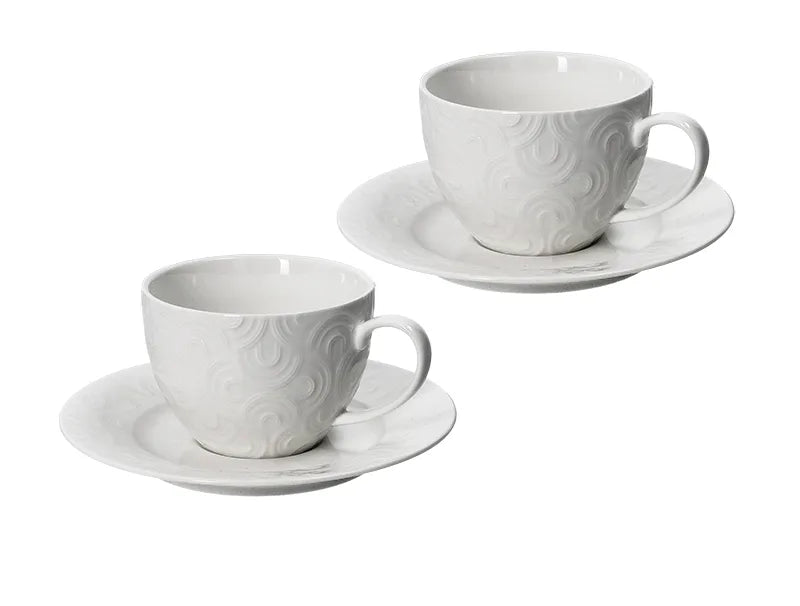 Set de 2 tazas DEDALO, con un diseño italiano distintivo, presentado sobre un fondo neutro.