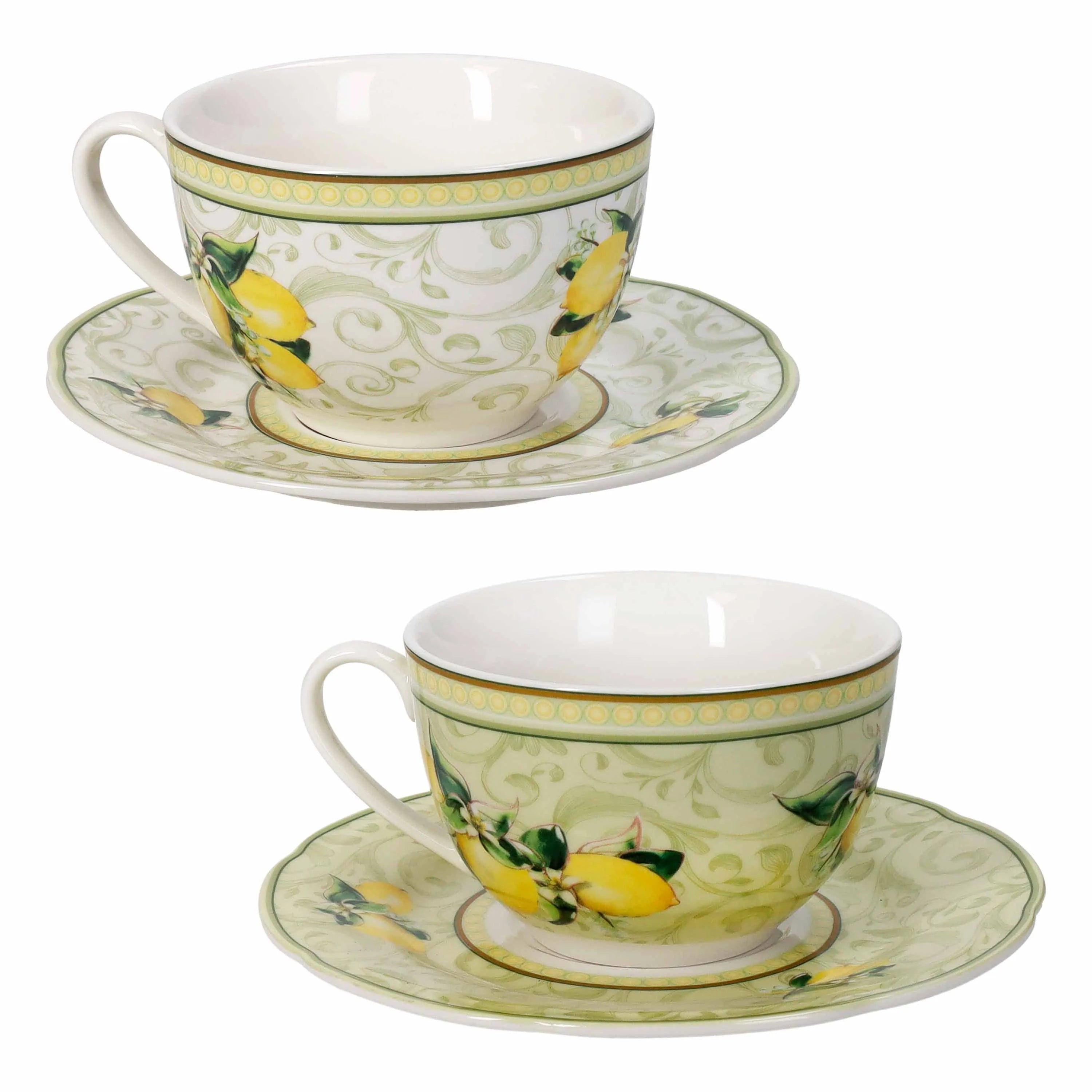 Set de 2 tazas de porcelana "The Limoni" sobre fondo blanco.