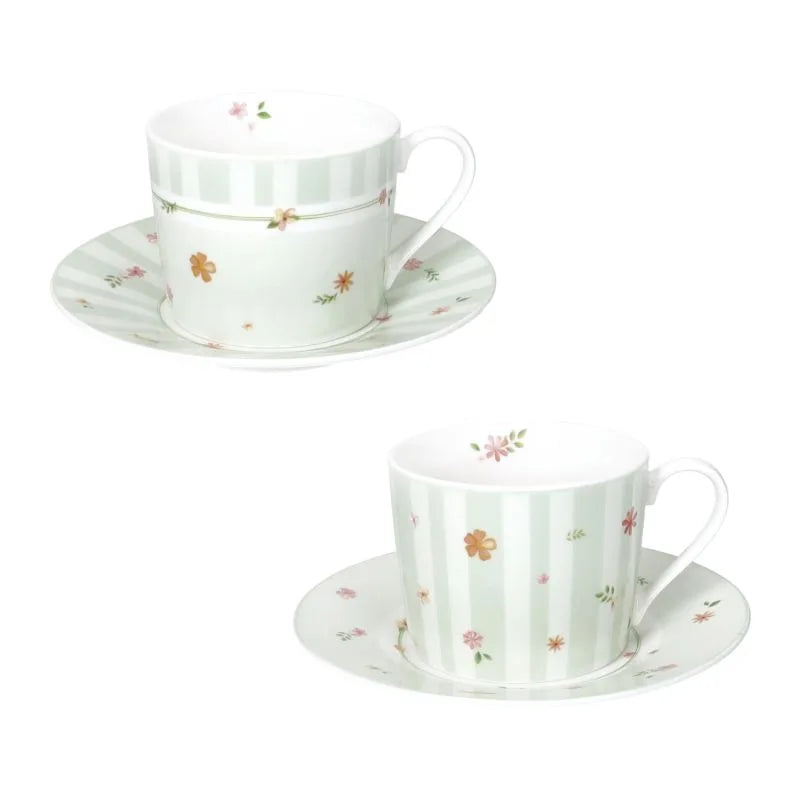 Set de 2 tazas de té verdes de la colección Polline, fabricadas en porcelana New Bone China.