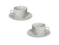 Set de 2 tazas de té Senzatempo en porcelana New Bone China blanca.