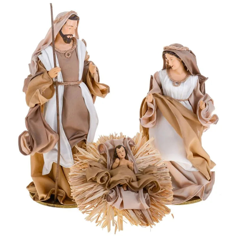 Set de 3 piezas decorativas 'Nacimiento' de Brandani Gift Group, cada una de 36 cm de altura, presentadas juntas.