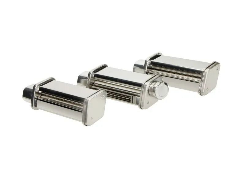 Set de 3 accesorios para máquina de pasta en acero inoxidable con acabado negro mate.