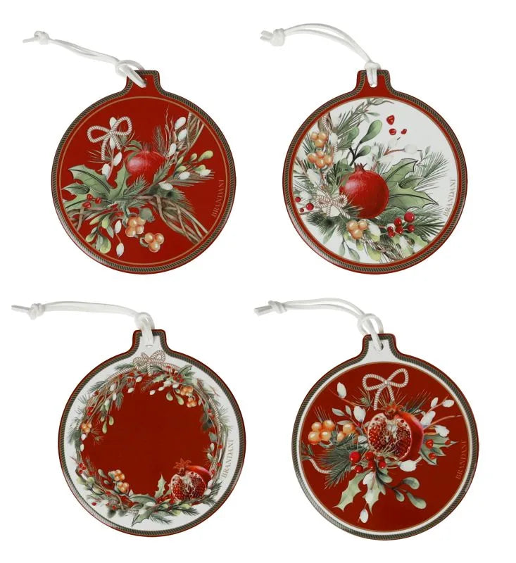 Set de 4 posavasos Carol de cerámica y corcho, con diseño navideño.