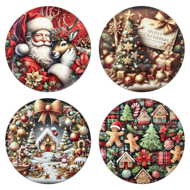 Set de 4 bajoplatos Christmas de 40 cm de diámetro, con diseño festivo italiano.