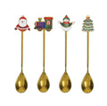 Set de 4 cucharas doradas de acero inoxidable, modelo Natale de Brandani Gift Group.