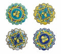 Set de 4 posavasos Citrus de cerámica y corcho, con un diseño fresco y mediterráneo.