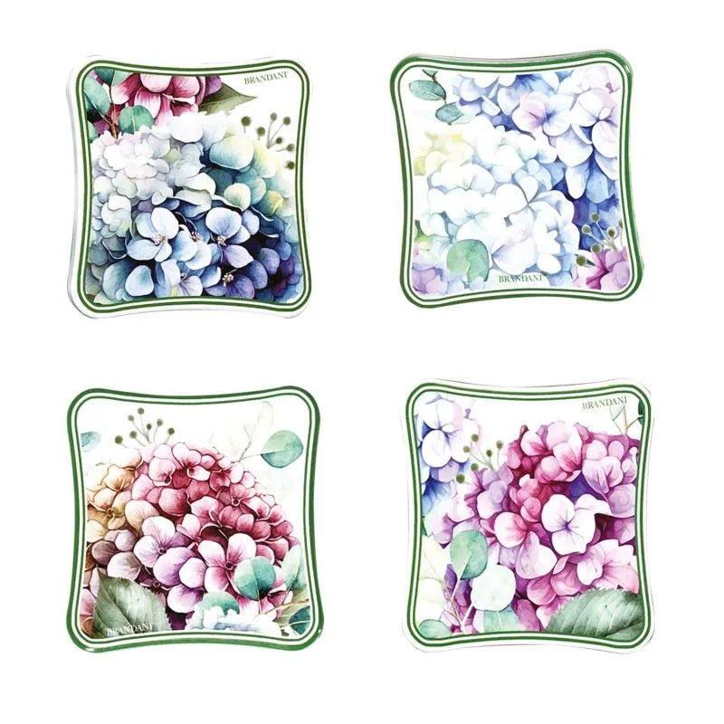 Set de 4 posavasos Flora de cerámica y corcho.