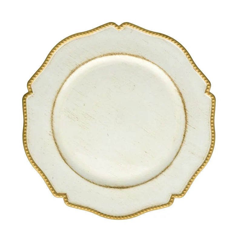 Set de 4 bajoplatos de cerámica en acabado dorado, con un diseño elegante y moderno.
