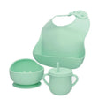 Set de 4 piezas Gnam en color turquesa con ventosa, presentadas juntas.