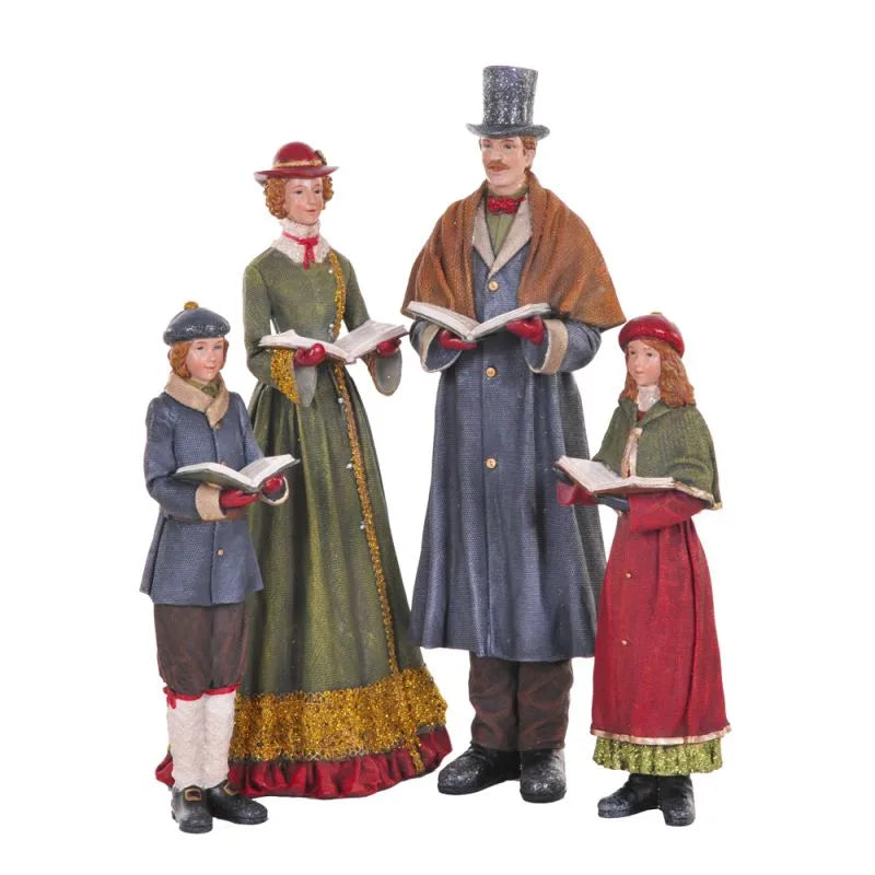 Set de 4 figuras decorativas navideñas 'Coro Familiar' de Brandani, con diferentes alturas.