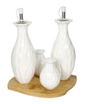 Set de 4 piezas Foglia Vegan en color blanco, compuesto por una bandeja y cuatro cuencos individuales.