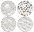 Set de 4 platos llanos Loto Tortora de cerámica en tono topo, diámetro 27 cm.