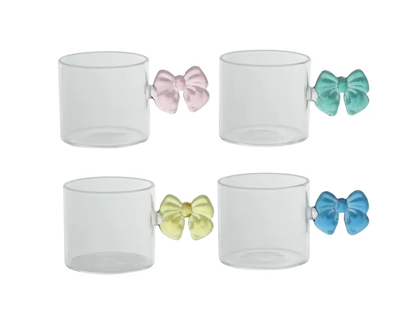 Set de 4 tazas de espresso Fiocco en colores surtidos, diseño italiano de Brandani.