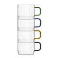 Set de 4 tazas Bridge de 9 cm con diferentes colores, fabricadas en vidrio borosilicato.