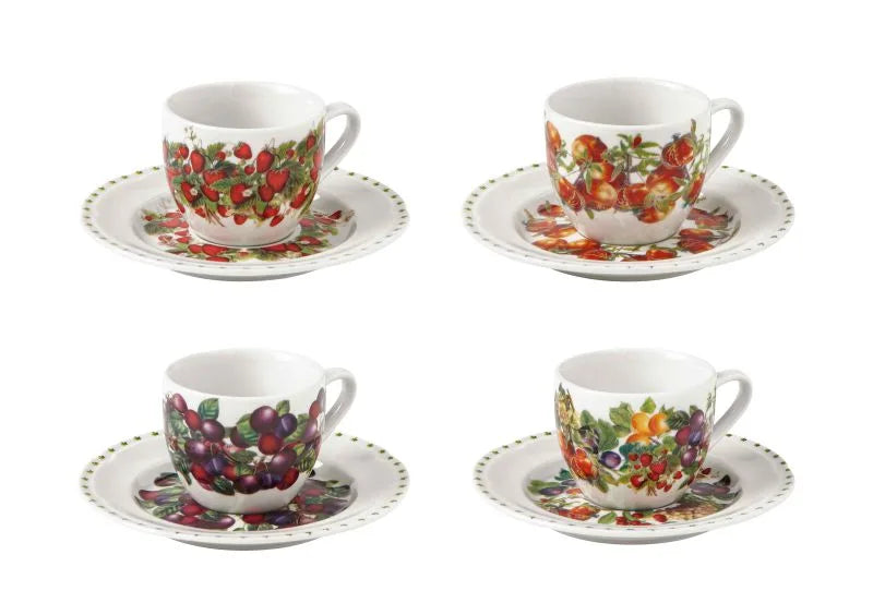Set de 4 tazas de café de porcelana blanca, colección Le Primizie.