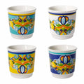 Set de 4 vasitos Brandani Citrus en New Bone China con colores surtidos.