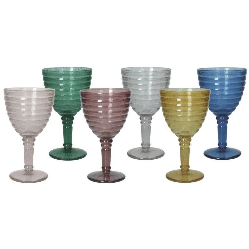 Set de 6 copas de cristal con diseño Nebula en colores surtidos.