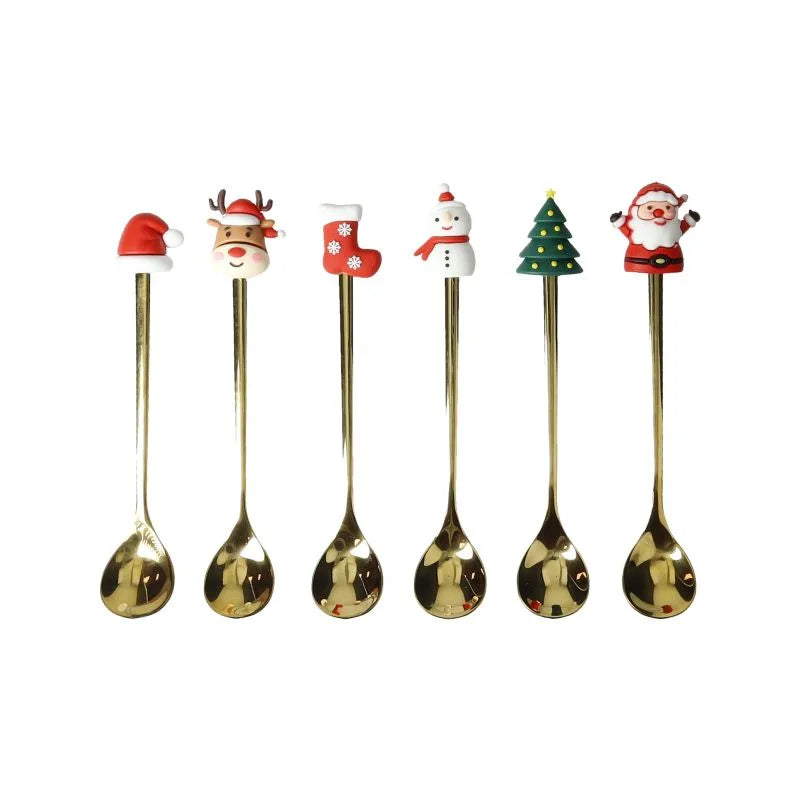 Set de 6 cucharitas Brandani Gold con acabado brillante, presentadas en su empaque original.