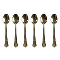 Set de 6 cucharitas moka "Imperial" con diseño elegante sobre fondo blanco.