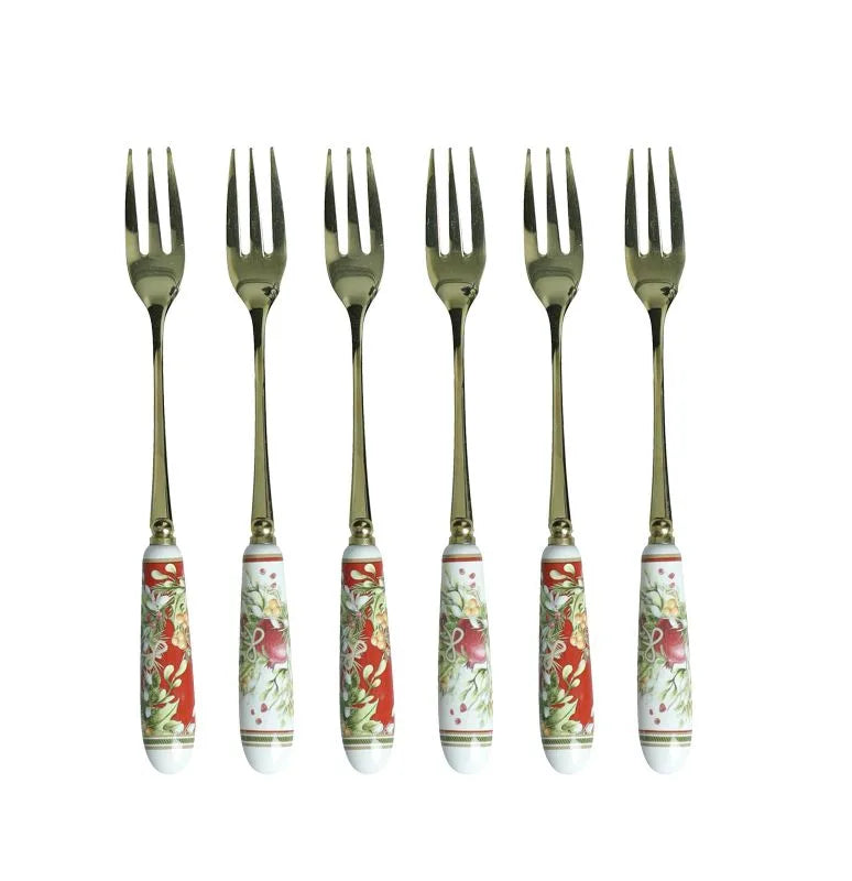 Set de 6 tenedores de postre Carol con diseño italiano.