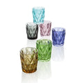 Set de 6 vasos de cristal con diseño de diamante en colores surtidos, marca Brandani.