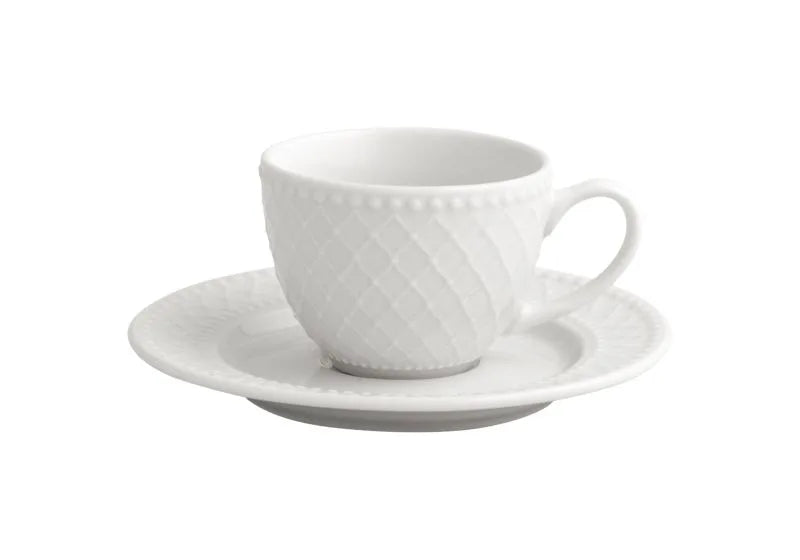 Set de 6 tazas de café Burlesque de porcelana, con un diseño elegante y detalles distintivos.