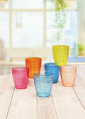 Set de 6 vasos de cristal de colores surtidos, modelo Brio.
