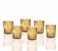 Set de 6 vasos Plissee de cristal en color ámbar, con un diseño plisado.
