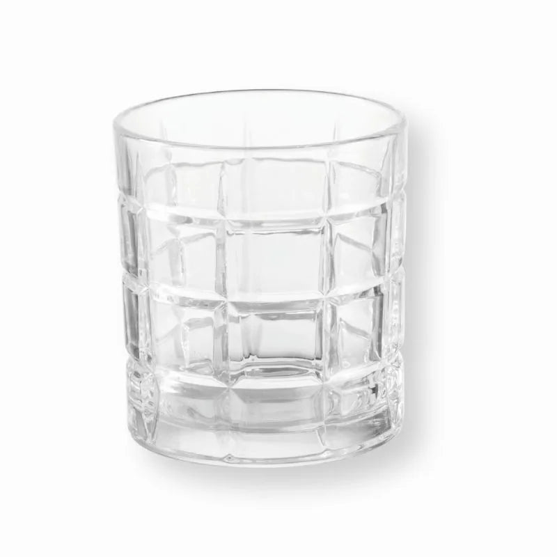 Set de 6 vasos de cristal con diseño geométrico Quadrato de Brandani Gift Group.
