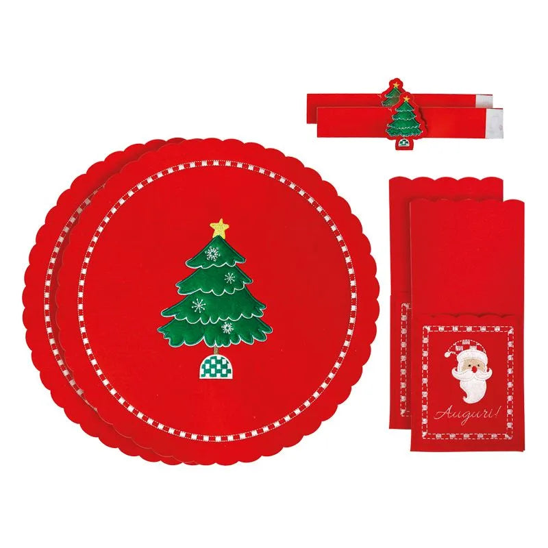 Set de 6 posacubiertos Brandani de fieltro en color gris, ideal para la mesa de Navidad.