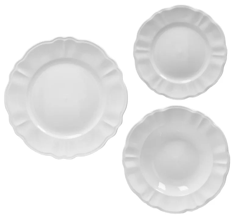 Set de mesa italiano Georgette de 18 piezas Brandani, presentado sobre un fondo neutro.