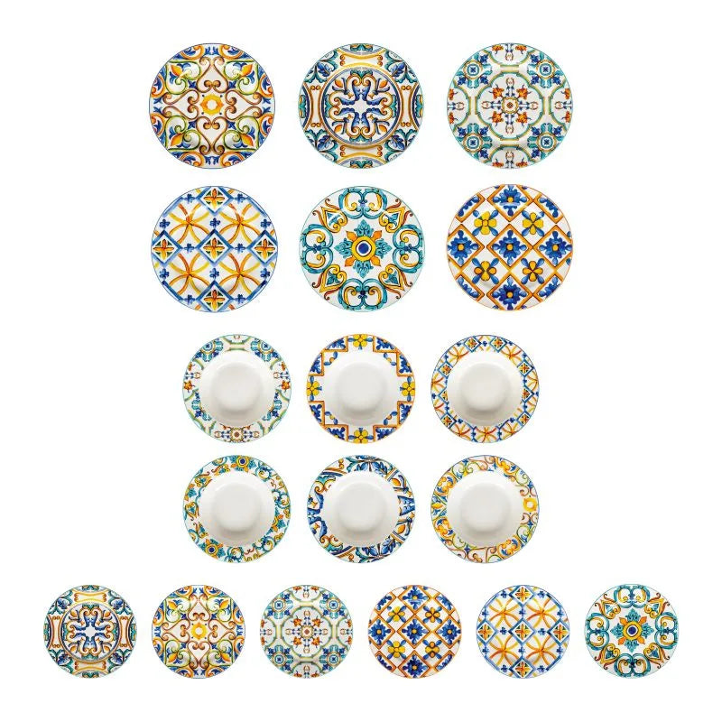 Set de vajilla de 18 piezas Medicis en New Bone China, compuesto por platos llanos, hondos y de postre.