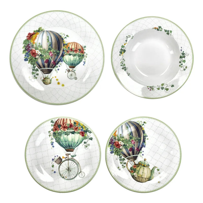 Set de vajilla de 18 piezas Brandani modelo Wonderland en porcelana.